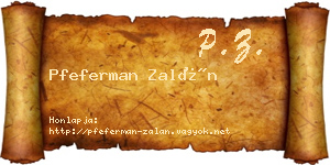 Pfeferman Zalán névjegykártya